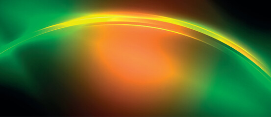 Poster - A vibrant green and orange rainbow pops against the black background, creating a colorful and atmospheric display reminiscent of a geological phenomenon in space