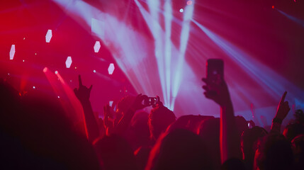 Aufkleber - crowd partying stage lights live concert summer music festival : Generative AI