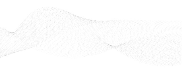 Poster - abstract flowing dots particles wave curved lines on transparent background. black halftone gradient