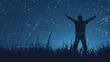 Winner silhouette on the night sky background. Active life concept and idea