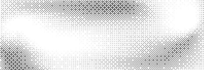 Poster - Pixelated bitmap gradient texture. Black and white dither pattern background. Abstract glitchy pattern. 8 bit video game screen wallpaper. Wide raster backdrop. Retro pixel art Illustration. Vector