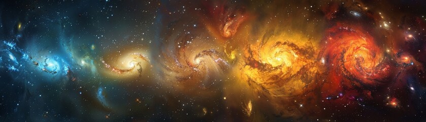 Wall Mural - a beautiful space scene with a blue and orange nebula and stars.