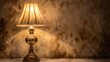 Vintage table lamp over white and brown background