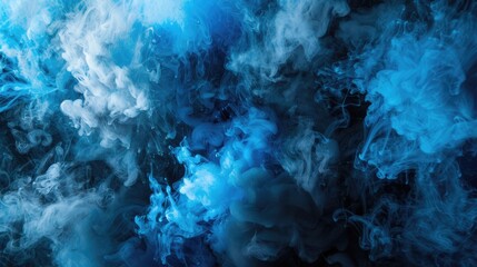 Sticker - Ink spray burst creates abstract background in black and blue colors