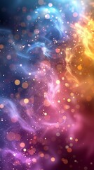 Wall Mural - pastel rainbow glitter bokeh mainly in pink blue and gold.