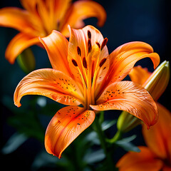 flower floral macro closeup lily orange summer ,lily, petal, elegance, bouquet, lilly, pretty, gardening, stem, vibrant, vivid, botanical, elegant, isolated on white, single, wedding, generate ai