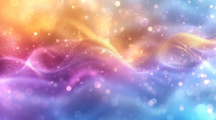 Wall Mural - pastel rainbow glitter bokeh mainly in pink blue and gold.