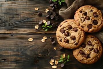 Wall Mural - A pile of cookies sitting on top of a wooden table