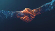 © jiraphat - A hand is shaking another hand in a blue background. Concept of trust and cooperation between the two people