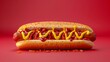 © Thanadol - Hot dog with all the toppings flat design front view delicious snack theme 3D render Triadic Color Scheme