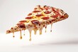 © Siasart Studio - a slice of pizza topped with pepperoni and melted cheese, served on a isolated background with a dark shadow in the foreground