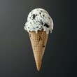 © sorapop - 3D Icon of a Cookies and Cream Ice Cream Cone on Pastel Black Background A cookies and cream ice cream cone, AI Generative