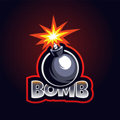 Wall Mural - Bomb explosion mascot logo for sport and esport isolated on dark background