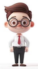 Wall Mural - ute Accountant character white background 3D styled character funny cute front view simple 3d full color