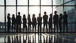 © Generative AI - Silhouette of group of multi ethnic businesspeople Global business : Generative AI