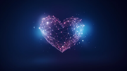 Wall Mural - Glowing heart made of digital connections