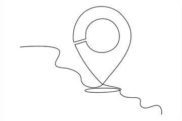 continuous one line google map point route directions and location outline vector art illustration