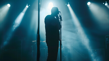 Aufkleber - Singer silhouette on the concert stage : Generative AI