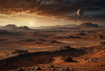 Wall Mural - Desert landscape of a distant planet