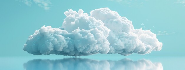 Wall Mural - 3D rendering of a white cloud on a blue background. A soft