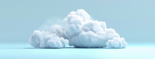 Poster - 3D rendering of a white cloud on a blue background. A soft