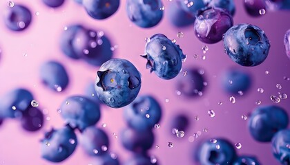 Wall Mural - blueberries on a pink background