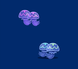 Fototapete - Underwater sea animals in font or undersea type with jellyfish as quotation marks, cartoon vector. Punctuation mark of quotation in ocean alphabet typeface and sea font with underwater animals