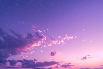 Wall Mural - Pink And Purple. Evening Sky with Cirrus Clouds and Stars in Nature