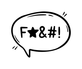 Poster - Hate angry word in speech bubble, swear word or bad curse talk, cartoon comic vector. Anger curse or hate swear and expletive message cloud for rude language shout and swear emotion in speech bubble
