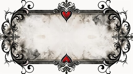 Poster - Elegant black framed white background with heart adorned white oval creating a stylish decorative border
