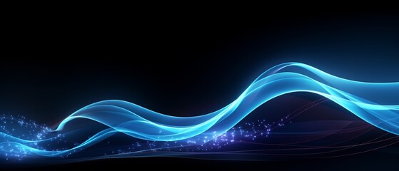 Blue abstract glowing wave on a black background