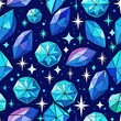 Seamless pattern of glistening sapphires and twinkling aquamarines, reminiscent of a starry night sky, Generative AI