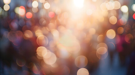 Poster - Blurred crowd of unrecognizable at the street : Generative AI