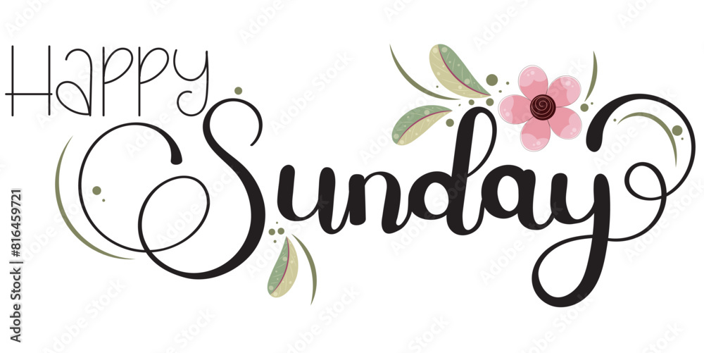 Hello Sunday Spring Happy SUNDAY. Hello Sunday vector days of the week with flowers and ...