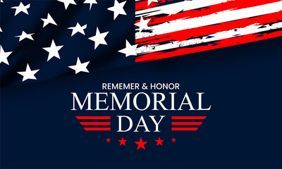 Wall Mural - Memorial Day Background Text Design. Remember and honor ,Honoring All Who Served. Vector Illustration.