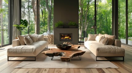 Modern nordic country style of interior design in woods 