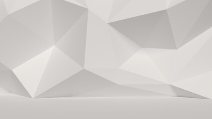 Fototapete - Abstract 3d background white color. Low poly background with empty space for product or text. 3d rendering.