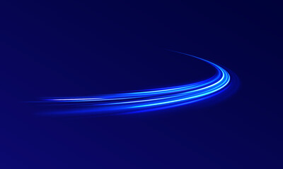 Wall Mural - blue stripes in the form of drill, turns and swirl. transparent blue sparkling light line element. u