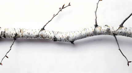 bare birch tree branch isolated on white background : generative ai