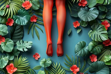 Wall Mural - Stylish Animated Girl: Striking Legs in Vivid Composition