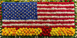 A picturesque representation of the American flag using fresh flowers, symbolizing the country's continual growth and natural elegance.
