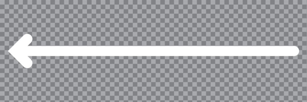 White horizontal long arrow. Straight white arrow cursor, horizontal element, thick pointer vector icon isolated on a transparent background. 11:11