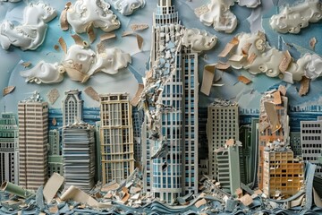 Poster - City model with realistic sky background, ideal for architectural projects