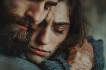 Poster - Close-up of a man and a woman, suitable for various concepts