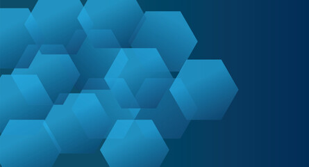 Poster - geometric hexagons, blue tones,abstract background, technology concept, honeycomb pattern, depth and shadows, modern design, futuristic  art, minimalist composition
