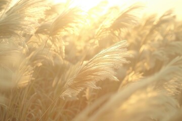 Poster - A picturesque view of tall grass with the sun shining in the background. Perfect for nature and outdoor themes