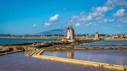 Wall Mural - Marsala, Italy, salt mill, windmill