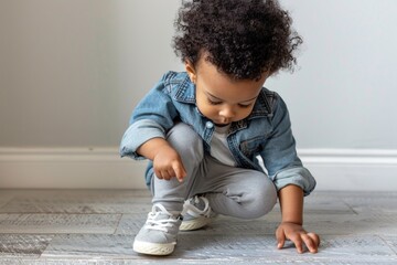 Poster - A small child playing with a toy, suitable for various educational and parenting concepts