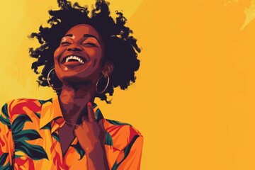 Aufkleber - A woman laughing with a joyful expression. Suitable for lifestyle and happiness concepts