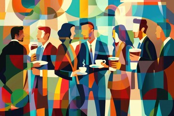 Poster - A group of people standing next to each other. Suitable for team concept illustrations